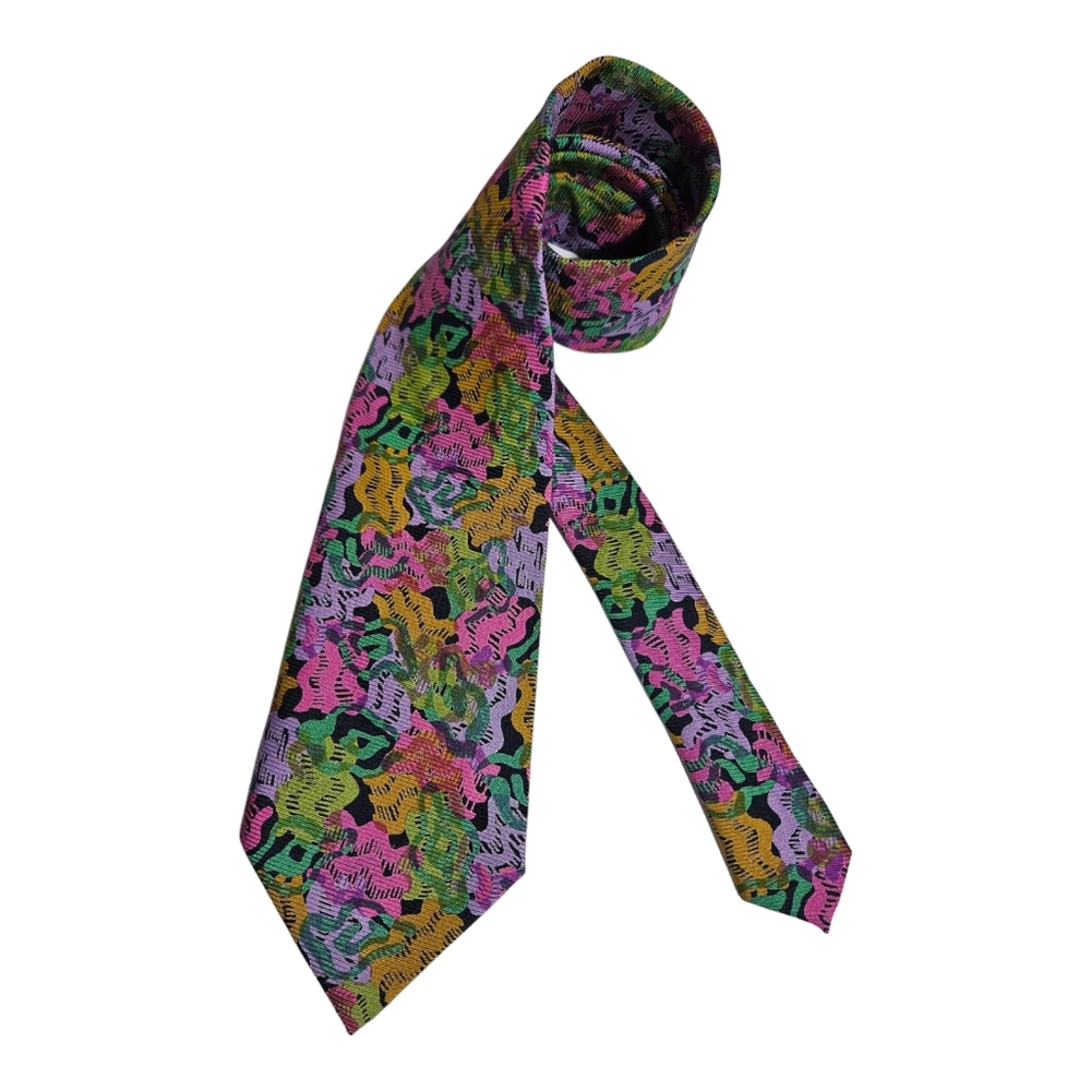 MISSONI Purple/Green Art Silk LUXURY Tie ITALY